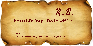 Matulányi Balabán névjegykártya